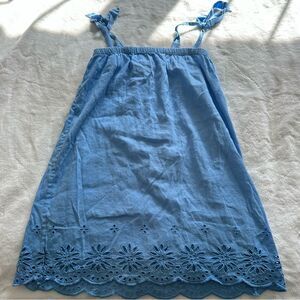 J.Crew Blue Tie Shoulder Eyelet Dress Size Medium